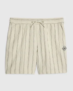 Cream Regular Fit Stripe Shorts