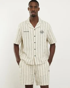 Cream Regular Fit Stripe Shorts