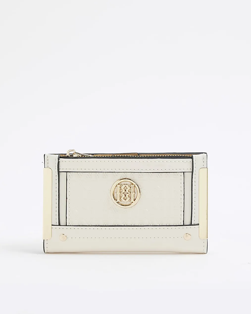 Cream RR Monogram Embossed Mini Purse