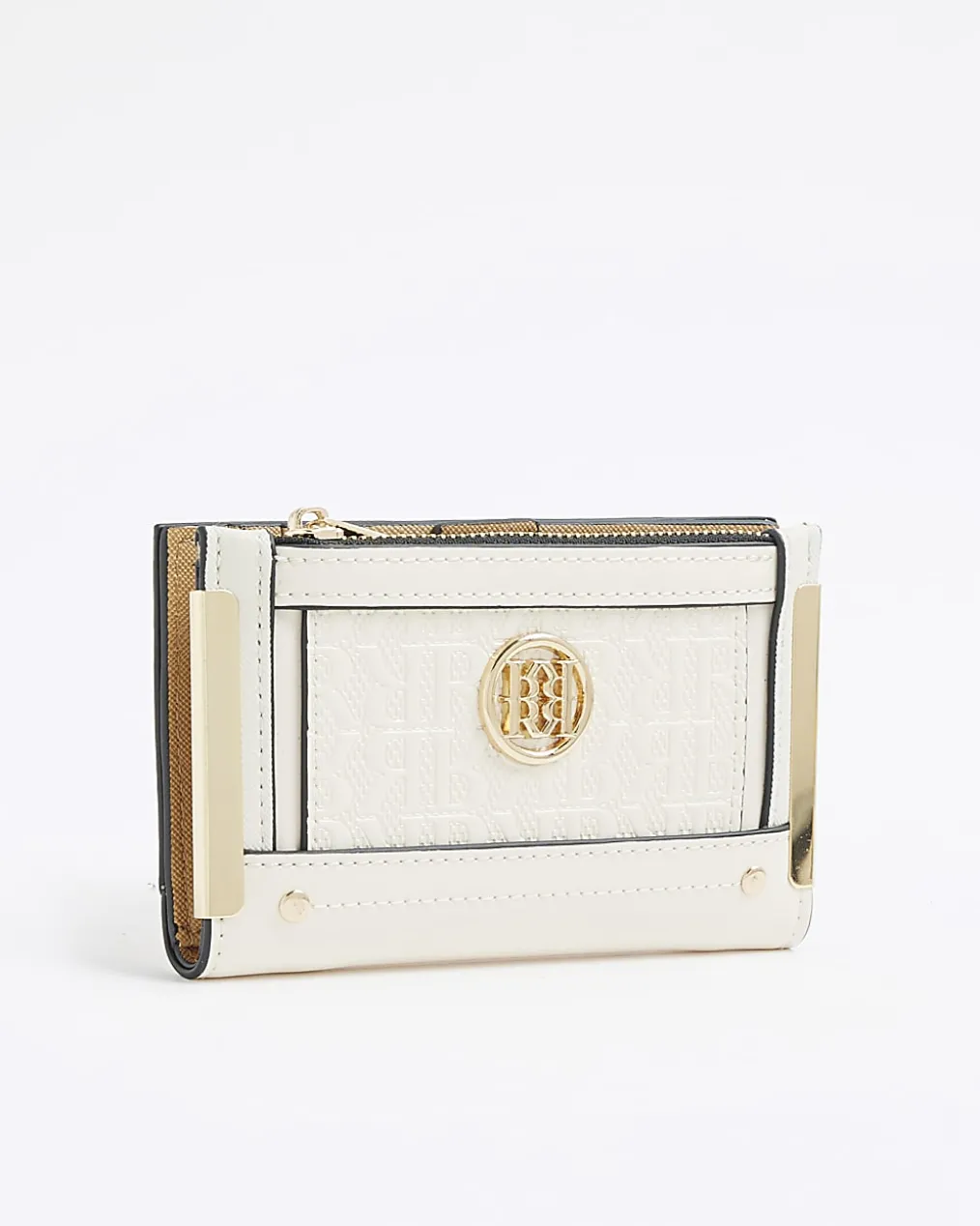 Cream RR Monogram Embossed Mini Purse