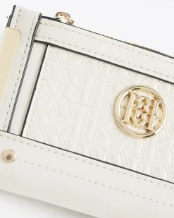Cream RR Monogram Embossed Mini Purse