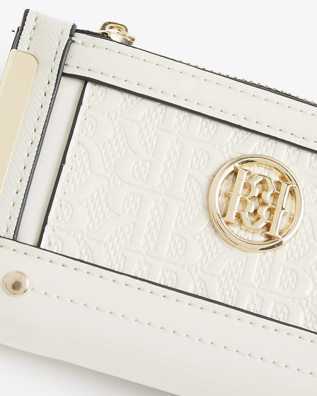Cream RR Monogram Embossed Mini Purse