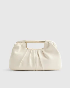 Cream Ruched Clutch Bag
