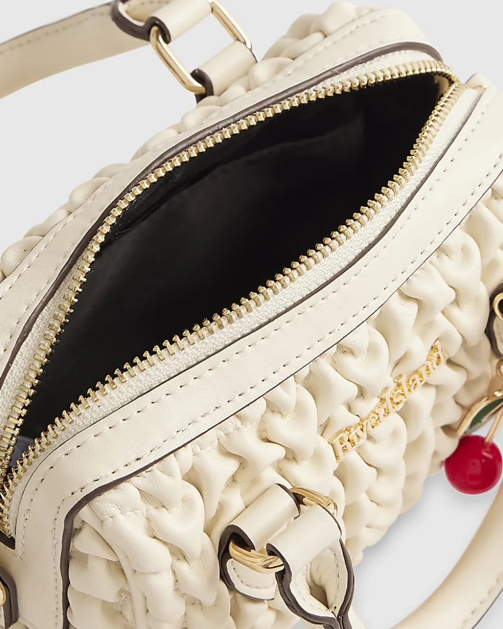Cream Ruched Mini Bowler Bag Bundle