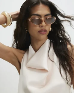 Cream Satin Halter Neck Top
