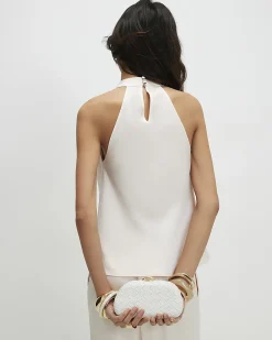 Cream Satin Halter Neck Top