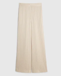 Cream Satin Stripe Trousers