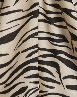 Cream Satin Zebra Print Halter Neck Top