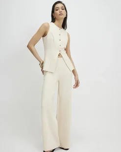 Cream Scallop Ponte Waistcoat