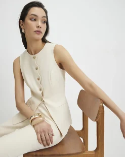 Cream Scallop Ponte Waistcoat