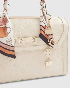 Cream Scarf Embossed Tote Bag Bundle