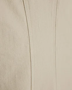 Cream Seamed Short Sleeve Denim Dress