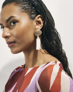 Cream Shell Tassel Earrings