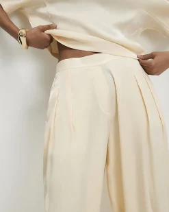 Cream Shimmer Balloon Leg Trousers