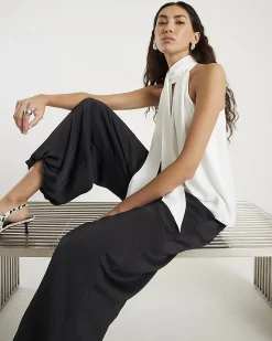 Cream Sleeveless Halter Neck Blouse