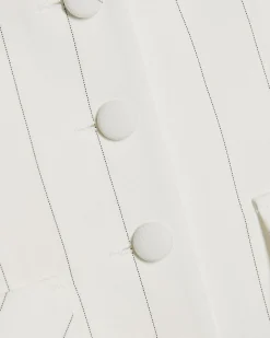 Cream Sleeveless Striped Longline Waistcoat