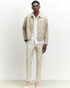 Cream Slim Fit Chino Trousers