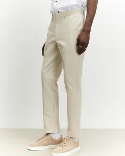 Cream Slim Fit Chino Trousers