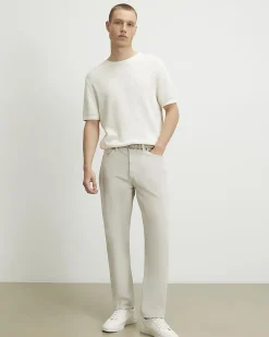 Cream Slim Fit Cotton Waffle Knitted T-Shirt