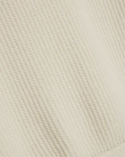 Cream Slim Fit Cotton Waffle Knitted T-Shirt