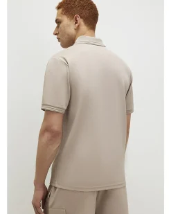 Cream Slim Fit Nylon Pocket Polo Shirt