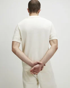 Cream Slim Fit Short Sleeve Knitted Shirt