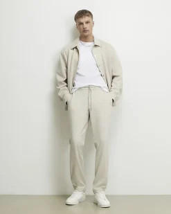 Cream Slim Fit Smart Joggers