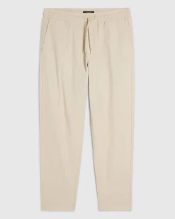Cream Slim Fit Stretch Textured Joggers