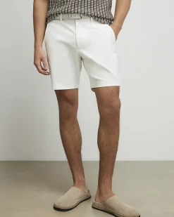 Cream Slim Stretch Chino Short with Belt