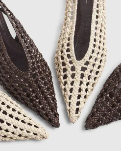 Cream Slingback Weave Court Shoes