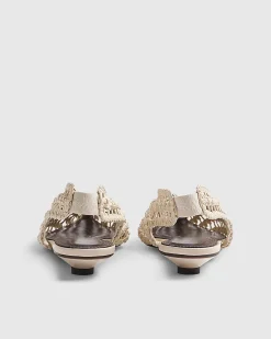 Cream Slingback Weave Court Shoes