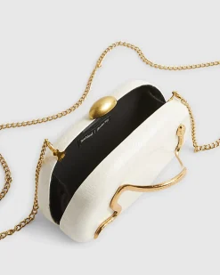 Cream Snake Clutch Bag