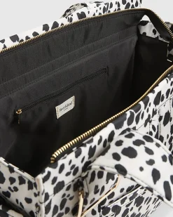 Cream Spot Print Winged Holdall Bag