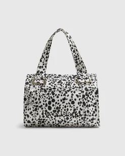 Cream Spot Print Winged Holdall Bag