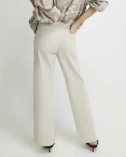 Cream Straight Leg Cropped Jeans