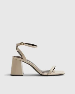 Cream Strappy Block Heel Sandals