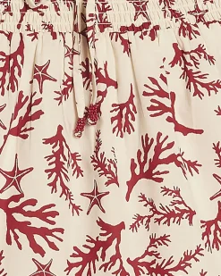 Cream Strappy Coral Print Mini Beach Dress