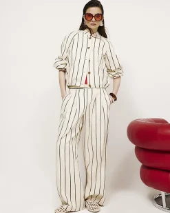 Cream Stripe Bomber Jacket