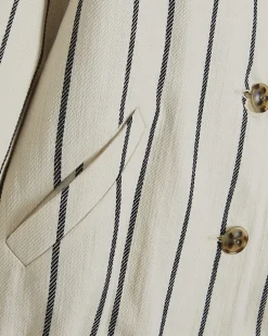 Cream Stripe Bomber Jacket
