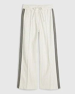 Cream Stripe Tailored Joggers