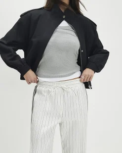 Cream Stripe Tailored Joggers