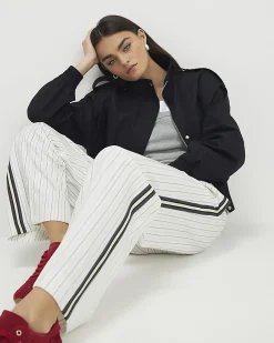 Cream Stripe Tailored Joggers