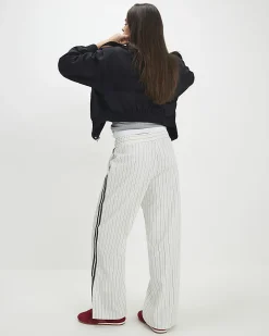 Cream Stripe Tailored Joggers