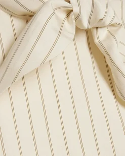 Cream Striped Tie Neck Blouse