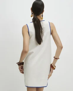 Cream Sun Embroidered Border Mini Dress