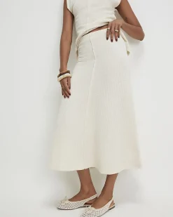 Cream Textured Full Skirt