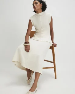 Cream Textured Full Skirt