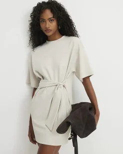 Cream Tie Front Mini Dress