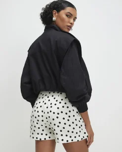 Cream Tie Front Polka Dot Skort