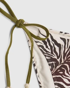 Cream Tie Side Animal Print Bikini Brief